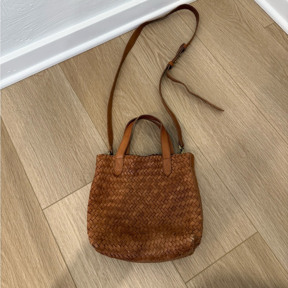 Madewell Cognac Woven Leather Purse